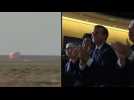 Emmanuel Macron watches French astronaut land in Kazakhstan