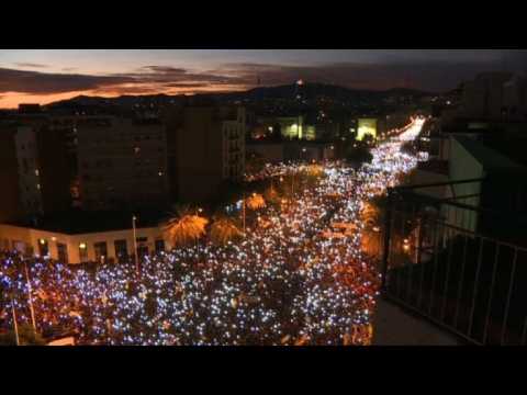 Mass protest in Barcelona demands freedom for Catalan leaders