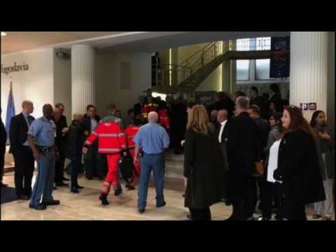 Emergency services arrive at UN war crimes court