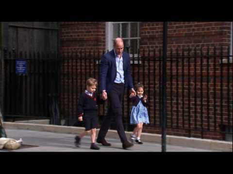 Prince William picks up George and Charlotte to meet newborn
