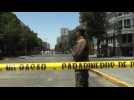 Experts work on bus stop blast scene in Chilean capital