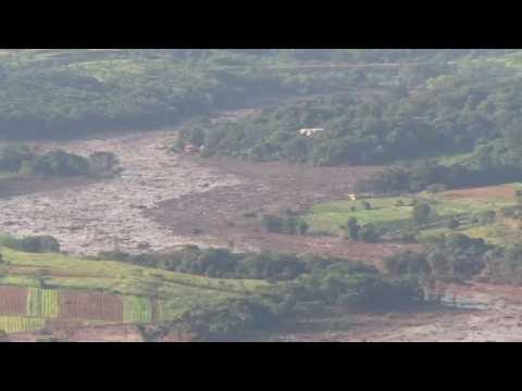 Aerial images after a dam collapse in Brazil