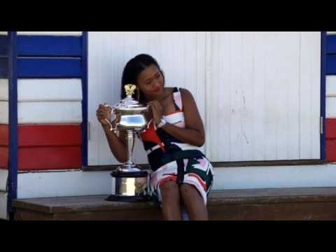 Osaka celebrates Australian Open win at Brighton Beach
