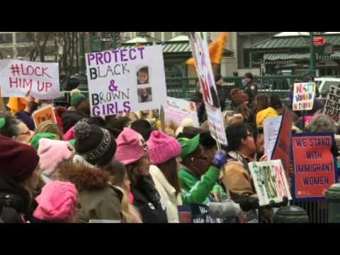 Women march in New York as Trump enters third year