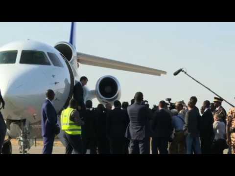 French President Emmanuel Macron arrives in Chad