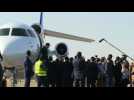 French President Emmanuel Macron arrives in Chad