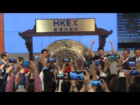 Chinese smartphone giant Xiaomi marks its first day of trading