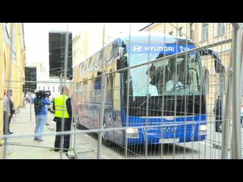 World Cup: Belgium leave hotel for semi-final match