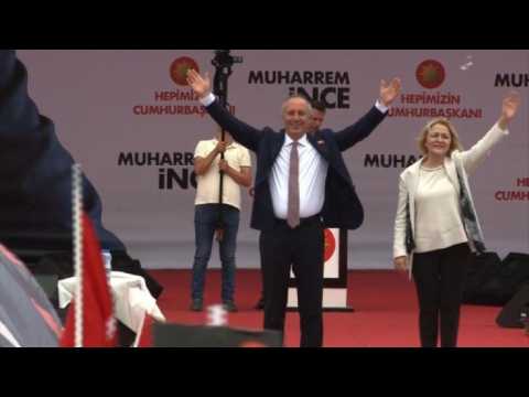 Turkey's main opposition candidate Ince holds his final rally