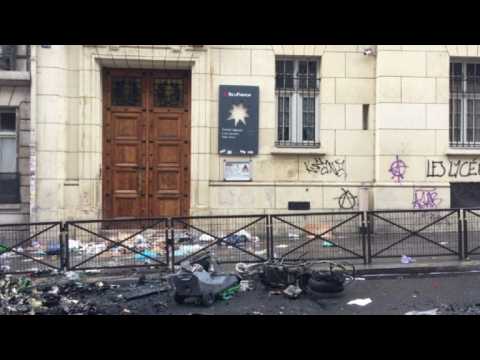 Paris high school vandalised as students protest