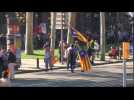 Protesters gather outside Catalan Parliament