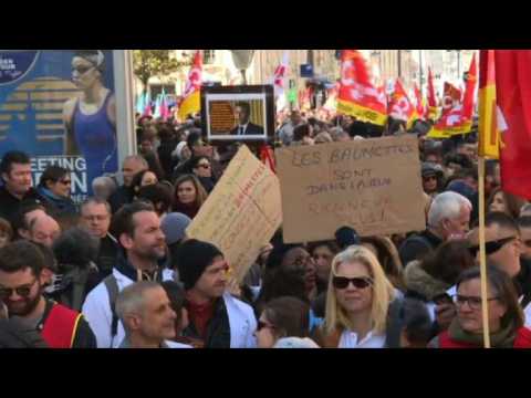 Marseille protest as unions strike against Macron reforms