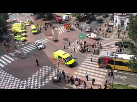 Police and ambulance on the site of the Belgium shooting