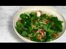Low calorie Vietnamese spicy pho with courgette noodles