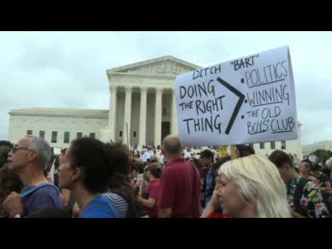 Anti-Kavanaugh protesters at Supreme Court ahead of Senate vote