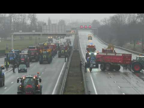 French farmers' roadblock near Lille in northern France