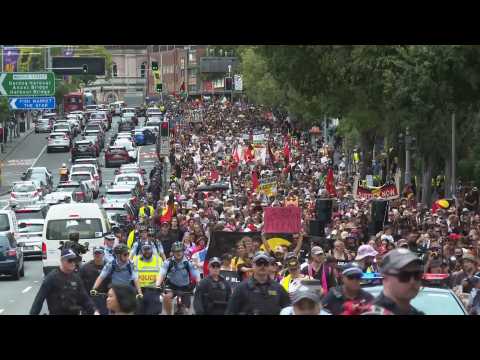 Thousands protest on Australia Day in solidarity with indigenous people