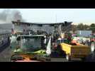French farmers block motorway toll booth by Montpellier
