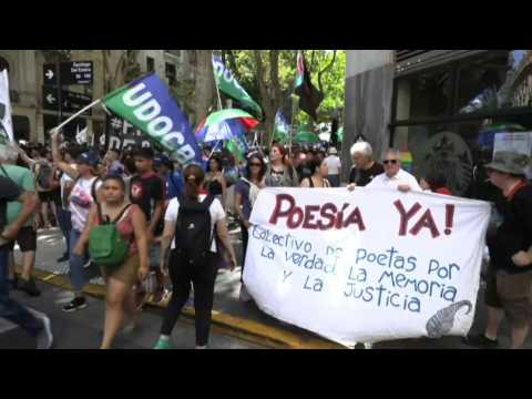Thousands gather in center of Buenos Aires for general strike against Milei