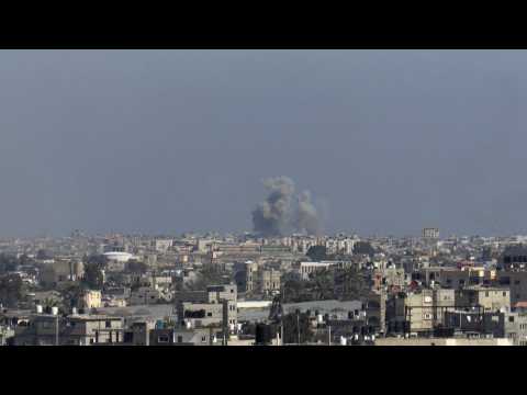 Smoke billowing over Khan Yunis in the southern Gaza Strip