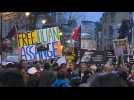Assange supporters' protest arrives at 10 Downing Street