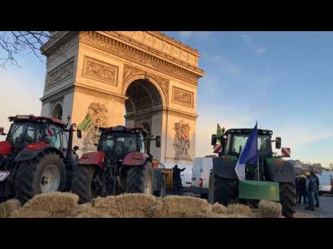 French farmers protest near Paris's Arc de Triomphe