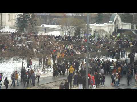 Thousands outside Moscow church where Alexei Navalny's funeral held