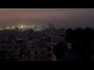 Plumes of smoke are seen rising from western Rafah