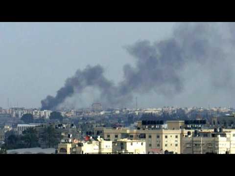 Smoke billows following Israeli strikes on Khan Yunis, southern Gaza