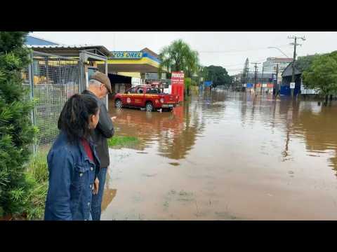 Flooded street in Brazil's Porto Alegre