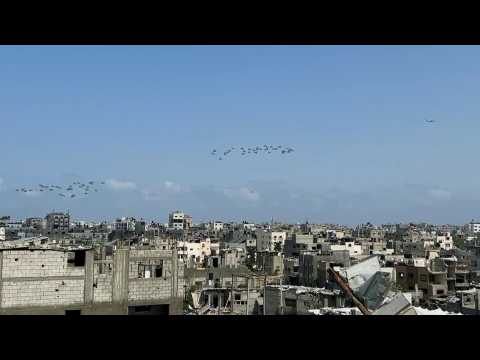 Aid packages airdropped into Gaza