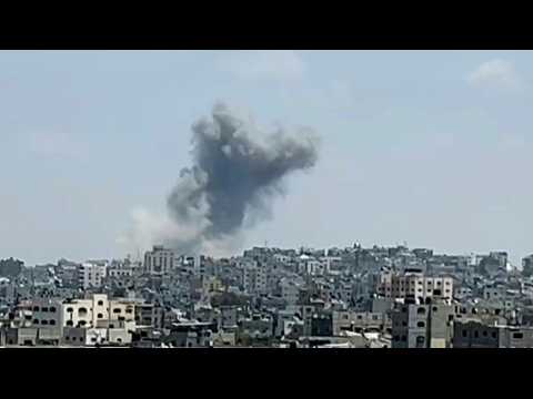 Large plume of smoke rises after strike in Gaza's Jabalia