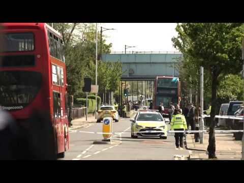 Police behind cordon following knife-attack in east London