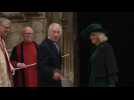 Britain's King Charles III arrives at Easter Sunday church service
