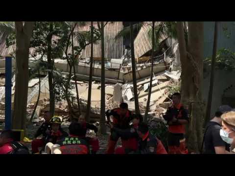 Images of collapsed factory following strong quake in Taiwan
