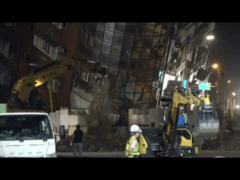 Emergency workers clean up in Hualien after deadly Taiwan quake