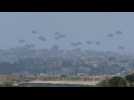 Aid packages airdropped in northern Gaza, seen from Israel