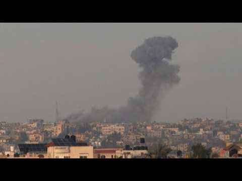 Smoke billows after Israeli strikes on Khan Yunis