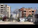 Smoke rises in Nuseirat in central Gaza after strikes