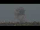 Plume of smoke rises over central Gaza, seen from Israel