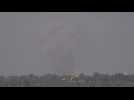 Smoke rises over central Gaza, seen from Israel