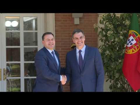 Spanish PM Pedro Sanchez receives his newly-elected Portuguese counterpart Luis Montenegro