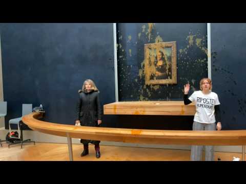 Environmental activists throw soup on glass-protected Mona Lisa in Paris