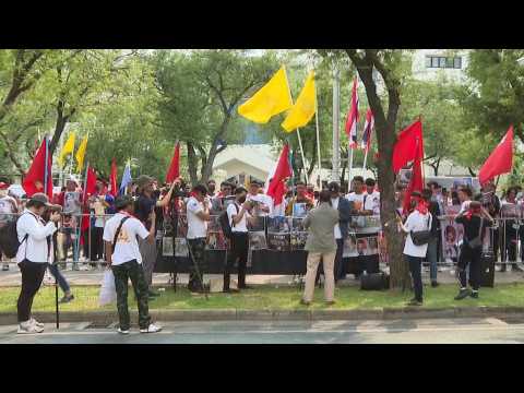 Hundreds gather outside UN office in Bangkok on Myanmar's coup anniversary
