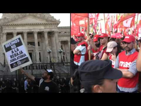 Argentines protest outside Congress as lawmakers debate Milei's reform package
