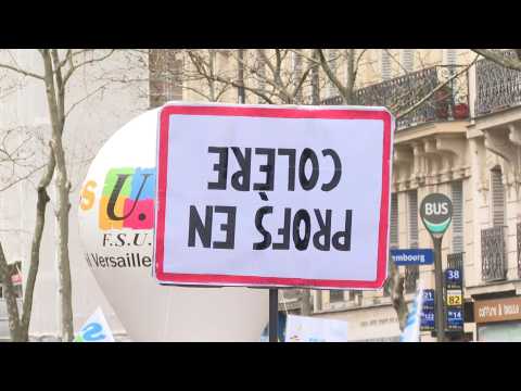 French teachers demonstrate in Paris over pay and work conditions