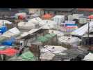 Makeshift tents flooded by heavy rain in Rafah