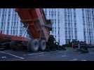 Farmers block local tax centre with pile of tyres in northwest France