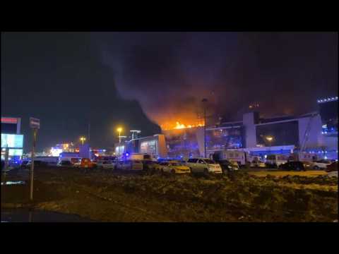 Major fire at Moscow theatre following deadly rock concert shooting