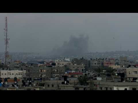 Smoke rises over Khan Yunis seen from Rafah